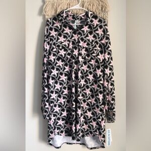 NWT BEACHTIME by Lulu-B Starfish Print Long Sleeve Collar Beach Dress Coastal